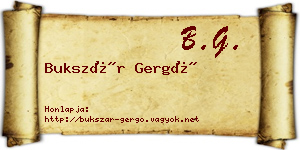 Bukszár Gergő névjegykártya