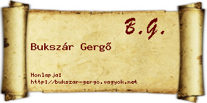 Bukszár Gergő névjegykártya
